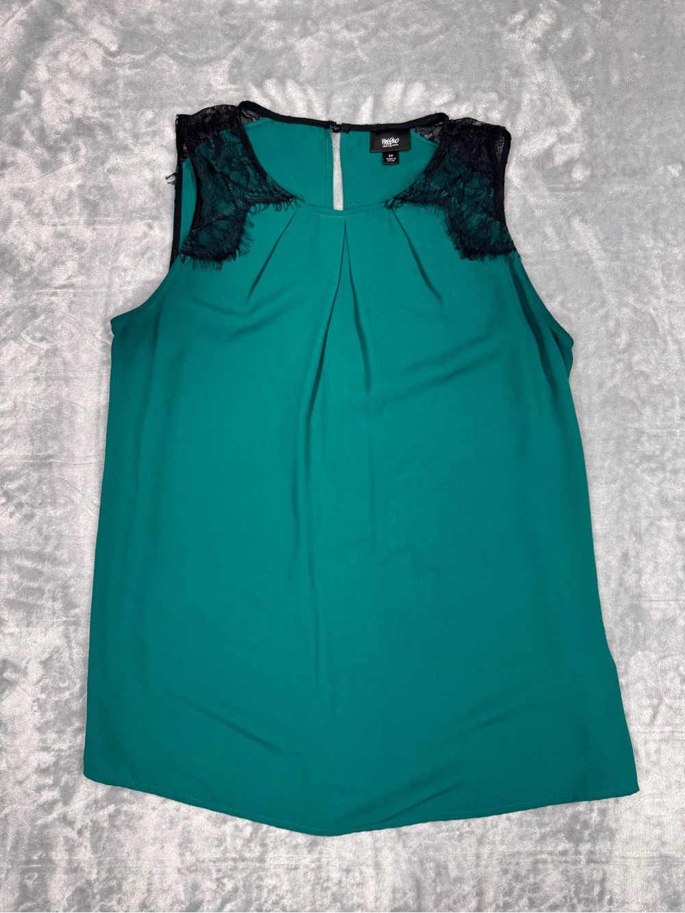 Mossimo Teal Sleeveless Camisole with Black Lace Shoulders
